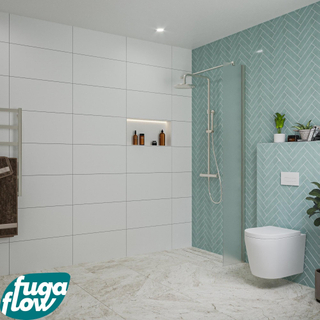 FugaFlow Eccelente Vetro inloopdouche badkamer - 30x200cm - mat glas - wandarm - geborsteld RVS