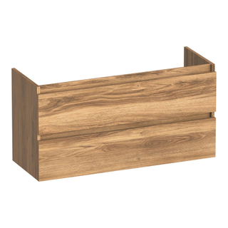 BRAUER Joy wastafelonderkast ondiep - 100x39x50cm - 2 softclose lades - greeploos - 1 sifon uitsparing - Honey