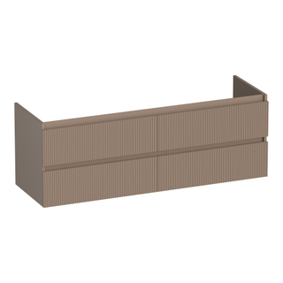 BRAUER Joy Wavy wastafelonderkast 140 4 softclose lades - greeploos - 2 sifon uitsparingen - mat mokka