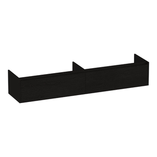 BRAUER Embrace wastafelonderkast - 198x35x45.5cm - 2 softclose lades - greeploos - 2 sifon uitsparingen - Timber Black