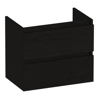 BRAUER Joy wastafelonderkast ondiep - 60x39x50cm - 2 softclose lades - greeploos - 1 sifon uitsparing - Timber Black