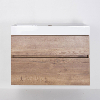 Saniclass Aurora Ensemble de meuble - 100cm - 2 tiroirs - lavabo céramique - sans trou de robinet - blanc - roble