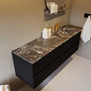 Mondiaz VICA-DLUX Ensemble de meuble de salle de bain - 150cm - meuble sous-vasque urbain - 4 tiroirs - lavabo encastré cloud droite - 1 trou de robinet - version haute de 60cm - lave