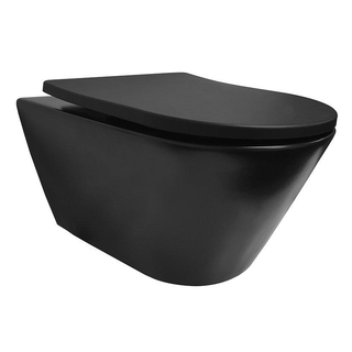 Wiesbaden Stereo WC suspendu rimless avec abattant slim Shade softclose et quick release mat noir