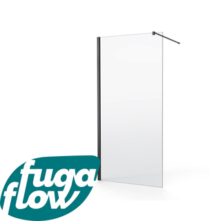 FugaFlow Efficiente Vetro Paroi de douche italienne 30x200cm Verre de sécurité 8mm anticalcaire Noir mat