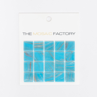 SAMPLE The Mosaic Factory Amsterdam mozaïektegel 2x2x0.4cm voor wand en vloer voor binnen en buiten vierkant Glas Licht Blauw