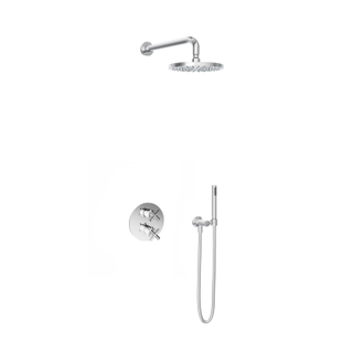 Hotbath Get Together Set de douche mitigeur thermostatique à encastrer Chap avec inverseur chrome modèle stick bras mural 20cm