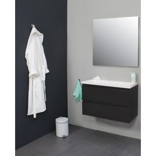 Basic Bella Meuble avec lavabo acrylique 80x55x46cm sans trou de robinet avec miroir Anthracite mat