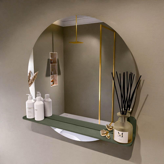 Mondiaz SPOT Badkamerspiegel - rond 80cm - spiegelplanchet - kleur Army