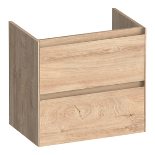 BRAUER Inspire meuble sous lavabo peu profond 60 2 tiroirs softclose - sans poignée - 1 découpe pour le siphon - Blé Forestier