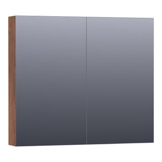 Saniclass Plain Spiegelkast - 80x70x15cm - 2 links/rechtsdraaiende spiegeldeuren - MFC - viking shield