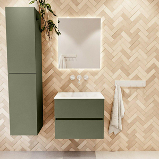 Mondiaz VICA ensemble de meuble de salle de bain - 60cm - meuble sous-vasque armée - 2 tiroirs - lavabo nuage milieu - sans trous de robinet - version haute de 60cm - talc