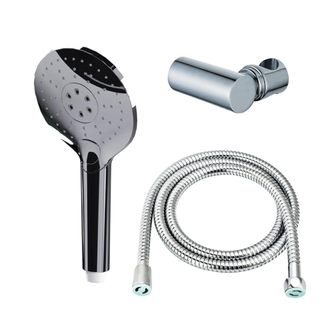 FugaFlow Eccelente Acces Handdoucheset - Ø12 - rond - 3 straalsoorten - met houder - met anti twist slang - 150cm - chroom