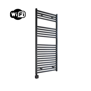 Sanicare HPW Elektrische Radiator - 111.8x60cm - 730W - wifi - thermostaat - zwart - linksonder - mat zwart