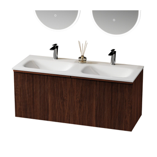 Saniclass Terra Wastafelonderkast - 120cm - 4 lades - ribbel front - kastanje