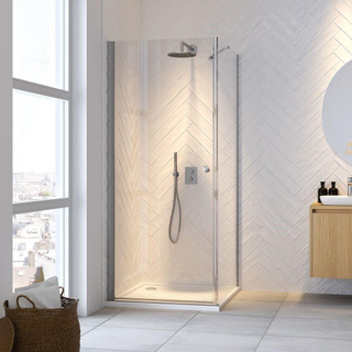 Sealskin Hooked Porte de douche pivotante 100x100cm avec paroi latérale verre de sécurité 6mm Argent brillant