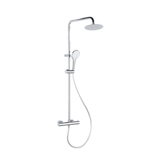 FugaFlow Efficiente Sobrado Ensemble de douche à effet pluie avec thermostat douche de tête 20cm douchette à main 3 positions chrome