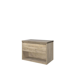 Proline top ensemble de meubles de salle de bains 80x46x55.2c avec meuble avec étagère en chêne brut
