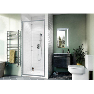 Crosswater Kai Porte de douche pliante 76x190cm avec verre de sécurité 6mm clair gauche et droite argent