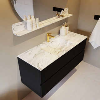 Mondiaz VICA-DLUX Ensemble de meuble de salle de bain - 120cm - meuble sous-vasque urban - 2 tiroirs - lavabo encastré cloud milieu - 1 trou de robinet - version haute de 60cm - glace