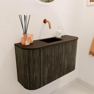 Mondiaz JOYA 73.2cm toiletmeubel - ronding links en rechts kleur Shadow - Wastafel FAYE positie Midden Zonder kraangat kleur Urban.