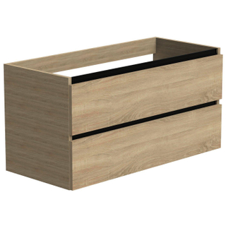 Thebalux onderkast type1 100cm 2x lade greeploos 2x alu greeplijst mat zwart 1x uitsparing incl witte sifonset