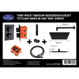 Best Design One Pack inbouw regendoucheset Stylmo Nero M 300 mat zwart