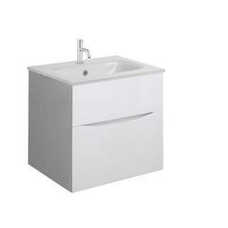 Crosswater Glide II Ensemble de meuble - 50x45x52cm - 2 tiroirs - sans poignées - Blanc brillant - lavabo blanc - 1 trou de robinet
