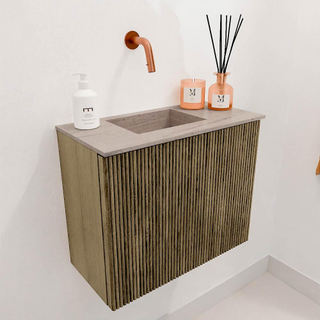 Mondiaz JOYA-DLUX 50cm meuble de salle de bains WC - couleur Dusk - Vasque FAYE position Gauche Sans trou de robinet couleur Saba.