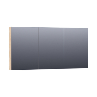 Saniclass Dual Spiegelkast - 140x70x15cm - verlichting - geintegreerd - 3 links- rechtsdraaiende spiegeldeur - MFC - sahara