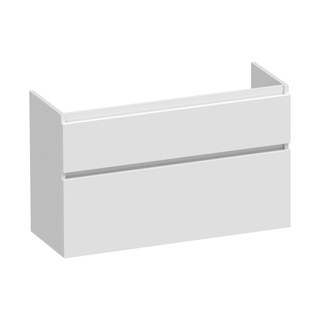 Saniclass Advance Meuble sous-lavabo 99x60x38.6cm peu profond sans poignées 2 tiroirs 1 espace siphon MDF Blanc brillant