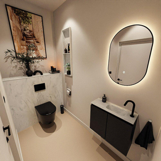 MONDIAZ TURE-DLUX Meuble toilette - 60cm - Urban - EDEN - vasque Opalo - position droite - 1 trou de robinet