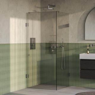 BRAUER Void Carving Douchecabine - 90x90x200cm - draaideur - glascoating - omkeerbaar - helder glas - Geborsteld RVS PVD