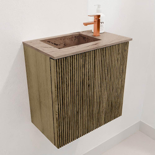 Mondiaz JOYA-DLUX Meuble de salle de bains 40cm - couleur Dusk - Vasque FAYE position Gauche 1 trou de robinet couleur Arena.