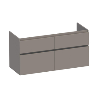 Saniclass Advance Meuble sous-lavabo 119x60x45.5cm sans poignées 4 tiroirs 2 espaces siphon MDF Taupe mat