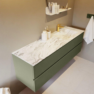 Mondiaz VICA-DLUX ensemble de meuble de salle de bain - 150cm - meuble sous-vasque armée - 2 tiroirs - lavabo encastré cloud droite - 1 trou de robinet - version haute de 60cm - glace