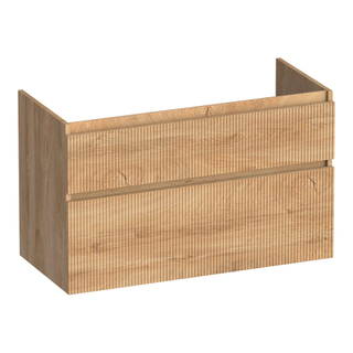 BRAUER Delight Wavy wastafelonderkast 100 2 softclose lades - greeploos - 1 sifon uitsparing - Forest Tan