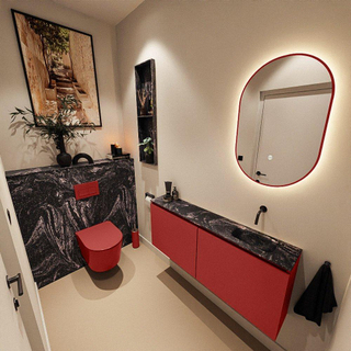 MONDIAZ TURE-DLUX Meuble toilette - 120cm - Fire - EDEN - vasque Lava - position droite - sans trou de robinet