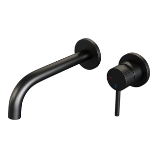 BRAUER Stripe Mitigeur lavabo encastré - bec courbé et rosaces - modèle A1 - noir mat