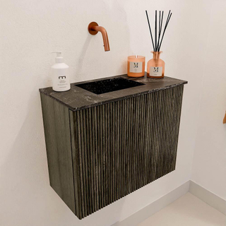 Mondiaz JOYA-DLUX Meuble de toilette 50cm - couleur Shadow - Vasque FAYE position Gauche Sans trou de robinet couleur Lava