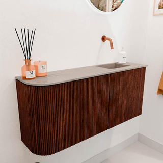 Mondiaz JOYA-DLUX 91.6cm toiletmeubel - ronding links kleur Ruby - Wastafel FAYE positie Rechts Zonder kraangat kleur Saba.