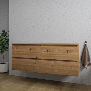 Adema Chaci Meuble de Salle de Bain - 140cm - 4 tiroirs - sans poignées - chêne rustique