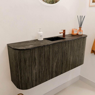 Mondiaz JOYA-DLUX 103.2cm toiletmeubel - ronding links en rechts kleur Shadow - Wastafel FAYE positie Midden 1 kraangat kleur Lava.