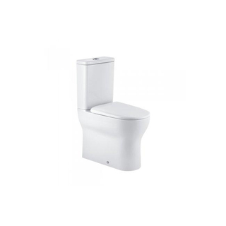 QeramiQ Winner toiletset - 36.6x64.6x87.7cm - staand - verhoogd +6cm - spoelrandloos - met duoblok reservoir - softclose zitting - keramiek - glans wit