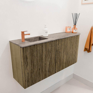 Mondiaz JOYA-DLUX 91.6cm toiletmeubel - ronding rechts kleur Dusk - Wastafel FAYE positie Links 1 kraangat kleur Oza.