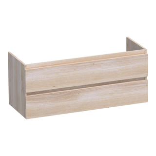 Brauer Joy Meuble sous vasque - 120cm - 2 tiroirs softclose - poignée intégrée - 2 découpes pour siphon - White Oak - DESTOCKAGE