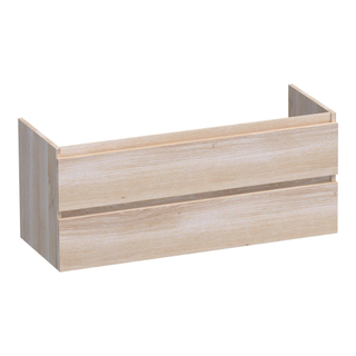 BRAUER Solution Wastafelonderkast - 120x45.5x50cm - 2 softclose greeploze lades - 1 sifonuitsparing - hout - white oak