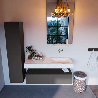 Mondiaz ALAN-DLUX Ensemble de meuble - 120cm - meuble Dark grey mat - 2 tiroirs - Lavabo Cloud Ostra suspendu - vasque Droite - 0 trous de robinet