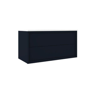 Adema Prime Core Badkamermeubelset - 100x55x45cm - 1 wasbak keramiek - 2 kraangaten - mat marine blauw
