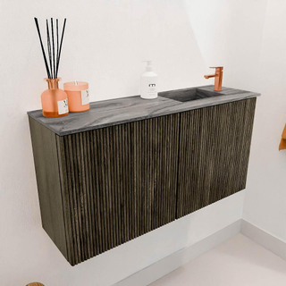 Mondiaz JOYA-DLUX 80cm meuble de salle de bains - couleur Shadow - Vasque FAYE position Droite 1 trou de robinet couleur Sombra.